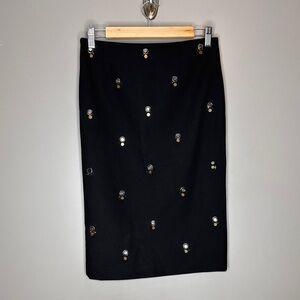 Elizabeth and James Black Pencil Skirt with Grommet and jewels